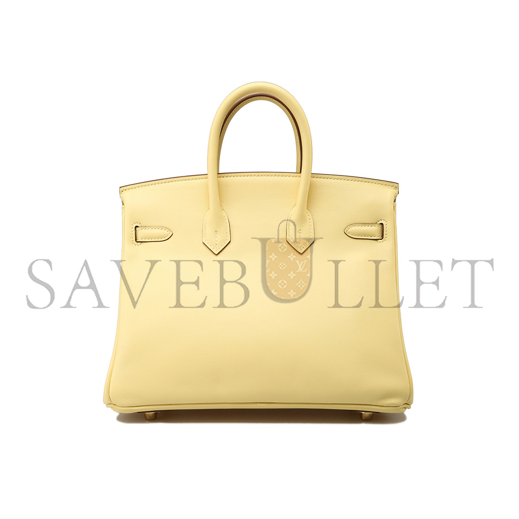 HERMES BIRKIN 25 SWIFT LEATHER GOOSE EGG YELLOW GOLD BUCKLE BAG H049362CK07 (25*20*13cm)